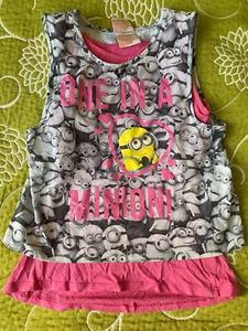 Despicable me George girls Minion 2 in 1 tops vests pink grey 10-11 y - Picture 1 of 4