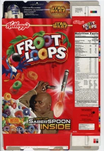 Froot Loops Star Wars ROTS Mace Windu Saberspoon Premium Empty Cereal Box Box A - Picture 1 of 2
