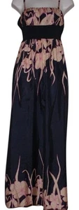 HYPE Hype Black Beige Floral Silk Long Maxi Strap Empire Waist Size:10 Dress - Picture 1 of 3