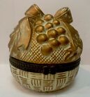 Ball Shaped Trinket Box Fruit Basket Gold Bow Grapes Photo Place Card Holder