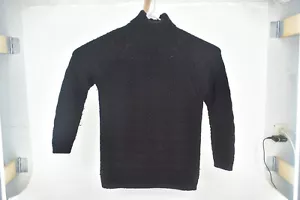 Barneys New York 100% Wool Heavy Thick Black Knit Sweater Women's Large - Picture 1 of 6