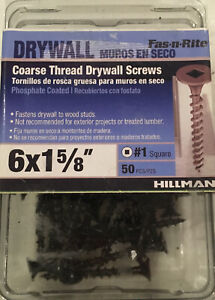 [2 Packs Of 50] Hillman  #6x1-5/8” Coarse Thread Black Drywall Screws #41784