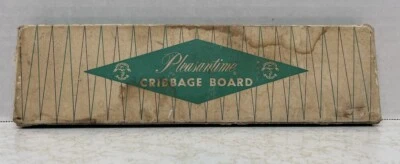Vintage Pleasantime Cribbage Board No. 706 3 Track in Original Box W/Pegs & Book - Image 1 of 4