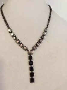 $40 Kenneth Cole Hematite-Tone Tri-Color Stone Y Necklace #1A - Picture 1 of 5