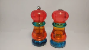 Rare Colours Olde Thompson Multi Coloured Salt Shaker & Pepper Mill Set - Picture 1 of 9