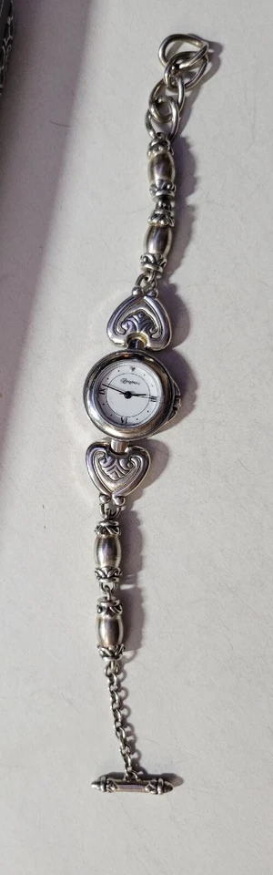 Brighton BRISTOL BLAIRE Silver Hearts Barrels Toggle Watch, WORKING, EUC Foto 1 de 1
