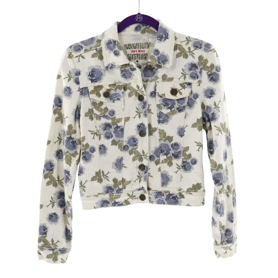 Chaqueta vaquera floral Hot Kiss para mujer M blanca camionera abuela bohemia jardín fiesta Foto 1 de 4