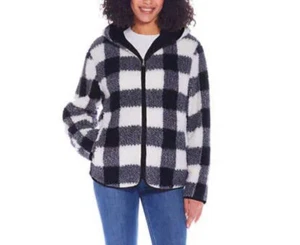 ~Weatherproof Ladies' Reversible Super Soft Plush Jacket Black Size XL NWT - Picture 1 of 7