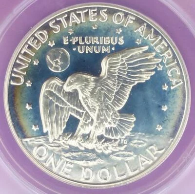 1974 S ANACS PF 68 D-Cam Eisenhower 40% Silver Dollar, Proof 68 Deep Cameo $1 - Image 1 of 4