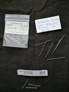 Head Pins in Sterling Silver ~ assorted sizes ~ Quantity 11 - Picture 1 of 4
