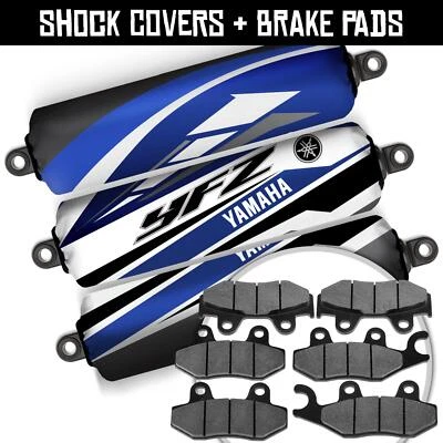 Cubiertas de amortiguador delanteras + traseras blancas + pastillas de freno para Yamaha YFZ450 R [06-11] [2014-2024] Foto 1 de 4
