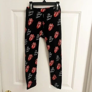 The Rolling Stones ZARA Girls Leggings Black Red All Over Print Sz 7 , 122 cm - Picture 1 of 6
