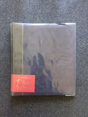 New traditional photo album 80 white pages with interleaves .blue cover . - Image 1 of 4