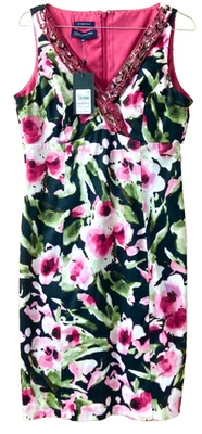 ¡NUEVO CON ETIQUETAS $69! Jones New York Mujer’s 6 Algodón Floral Vaina Vestido Fiesta Informal Iglesia Foto 1 de 4