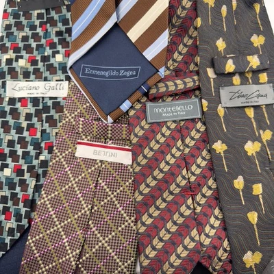 Lote de 5 Corbatas de Seda de Lujo Diseñador GATTI ERMENEGILDO ZEGNA Alta Costura Para Hombre ITALIA Foto 1 de 4