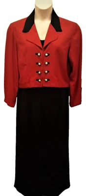 Traje pantalón Scarlett usado en excelente estado, DB rojo y negro, Jr. Para niñas y mujeres talla 13P/14P Foto 1 de 4