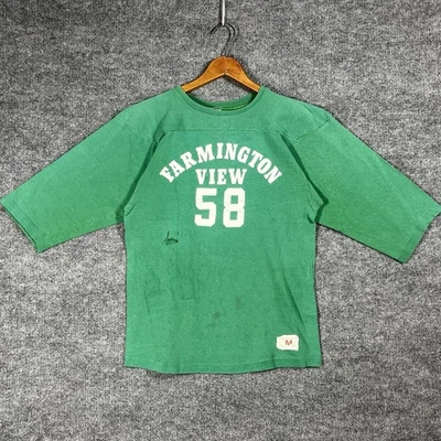 Camiseta masculina vintage campeã de futebol dos anos 60 e 70 algodão verde Farmington média - Imagem 1 de 4