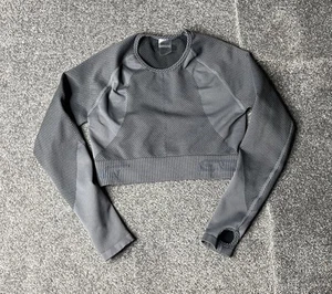 Echt Arise Ignite Crop Top Womens Medium Grey Long Sleeve Seamless Shirt Ladies - Picture 1 of 15