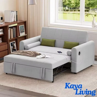 2 Seater Sofa Bed Convertible Pull Out Sofa Bed with Adjustable Backrest - Image 1 of 4