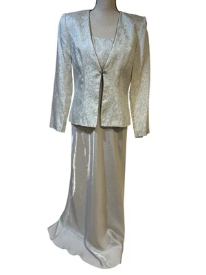 PATRA Champaign 2 Piezas Vestido Formal Sin Mangas, Chaqueta Paisley Estrás Talla 10 Elegante Foto 1 de 4