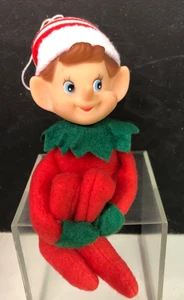 knee hugger pixie elf on a shelf, rubber face, striped hat & notched collar(453) - Picture 1 of 5