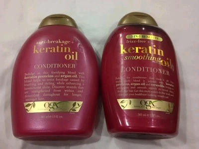 OGX Frizz-Free + Keratin Smoothing Oil Conditioner 5-in-1 13oz Lot of 2- New - Image 1 of 4