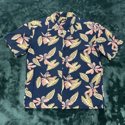 Camisa Hawaiana Floral Uniqlo Para Hombres Talla Pequeña Azul Floral Mezcla Modal Foto 1 de 4