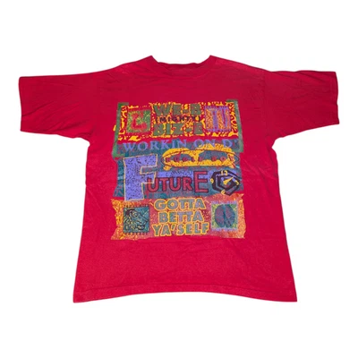 VTG Bugle Boy T-Shirt Youth XL Red "Workin On D' Future" Graphic Tee Skate Surf - Image 1 of 4