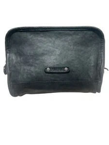 Fossil Black Leather Travel Unisex Pouch, Toiletry Bag, Cosmetic Case - Picture 1 of 8