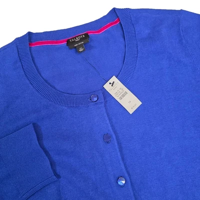 Cardigã Talbots Feminino Tamanho 1X Algodão Pima Azul Cobalto Manga Longa Novo com etiquetas - Imagem 1 de 4
