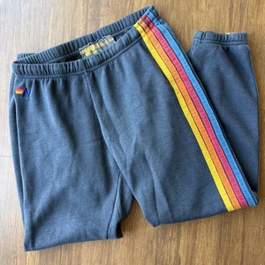 Aviator Nation 5 Streifen Jogginghose Damen Large Blau Jogginghose Fleece Retro - Bild 1 von 15