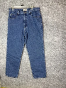 LL Bean Jeans Men’s 34 Classic Fit Straight Flannel Lined Denim Blue Relaxed - Picture 1 of 7