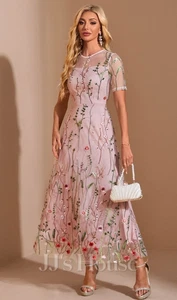 JJ’sHouse elegantes rosa besticktes Maxikleid Damen Festkleid Blumen S - Bild 1 von 13