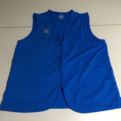 Walmart Employee Vest Womens Medium Blue Uniform Pockets Zip - Image 1 of 4
