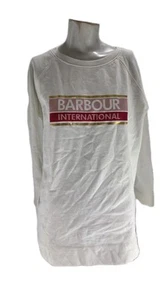 Barbour International Women's Sweater 10 Hurricane Overlayer Cotton Spellout - Picture 1 of 8