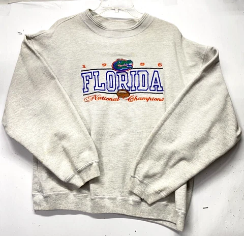 Vintage 1996 Florida Gators Football Champions Crewneck Sweatshirt Gray Large Cover