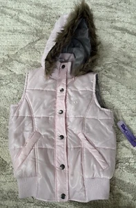 NWT Girl’s Miss Attitude Puffer Vest Jacket, Large (14) W/ Removable Hood Pink - Picture 1 of 4