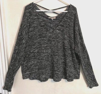 Suéter Umgee Mujer XL Negro Gris Blanco Manga Larga Tejido Cruzado Oficina Foto 1 de 4