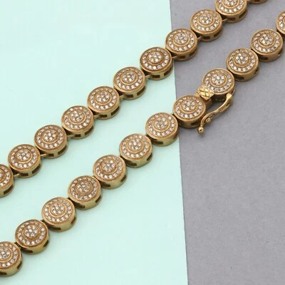 Ожерелье из нержавеющей стали 316 фианитов бусины паве 33 дюйма - Изображение 1 из 4