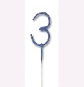 einzigartige Partykerzen Unikat blau Nummer 3 Tortenwunderze - Bild 1 von 1