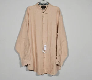 NWT Paul Fredrick Men's 100% Linen Long Sleeve Beige Dress Shirt Sz 19 x 36 - Picture 1 of 3