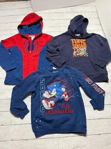 Lot of 3 Space Jam Spiderman Sonic Blue Red Soft Hoodie Sweatshirt Size: Med (8) - Picture 1 of 8