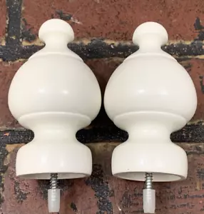 Pair Kirsch Decorative Finials Fits 1 3/8" Pole Vintage White - Picture 1 of 8