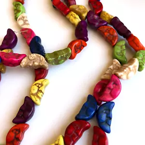 27X Mixed Multi Colour Moon Face Beads 17mm Crescent Gemstone Charms Strand 42cm - Picture 1 of 5