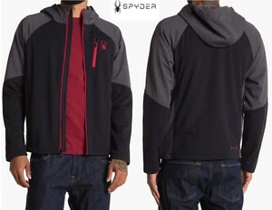 SPYDER NWT $149 MENDOZA HOODED SOFTSHELL WATERPROOF BLACK JACKET. SIZE S - Picture 1 of 9