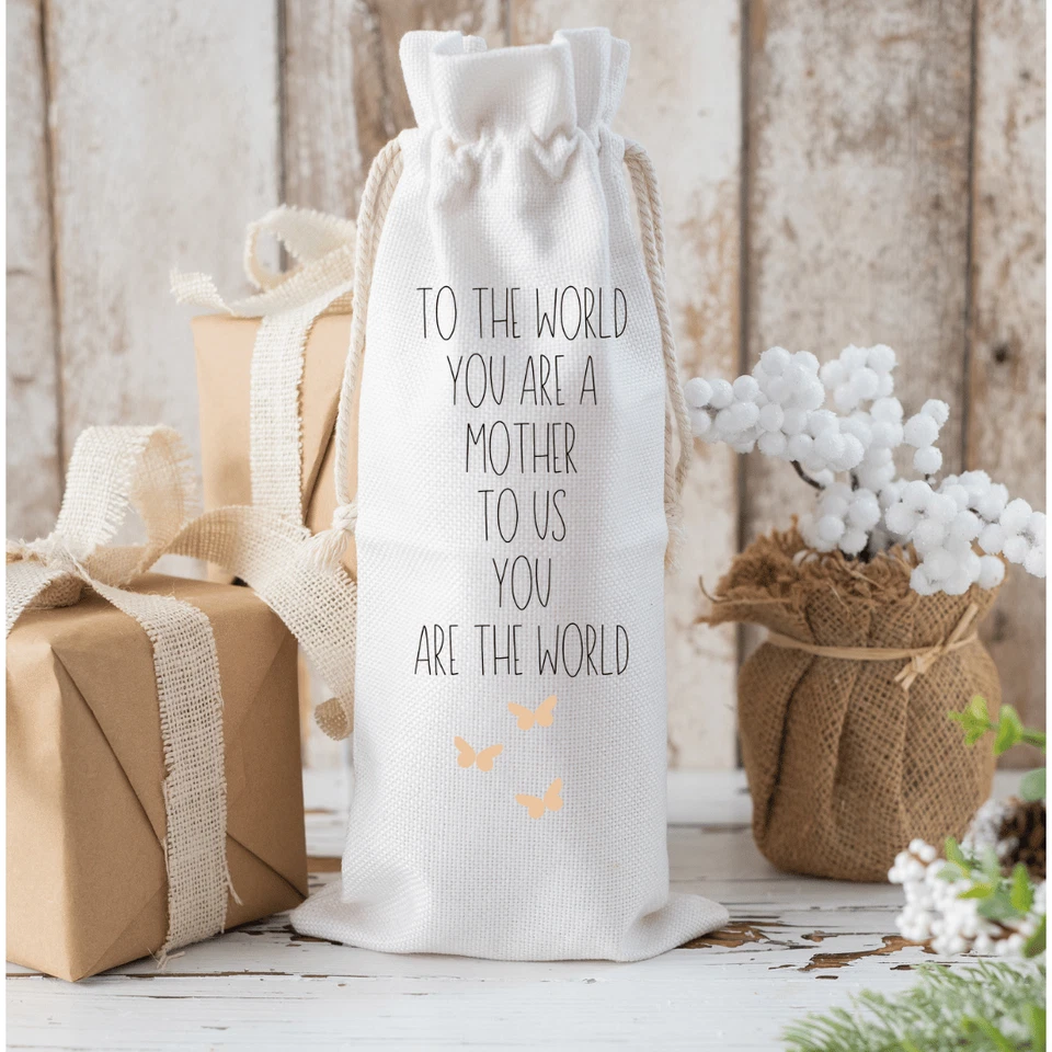 Bolsa de regalo de vino de lona hecha a mano única - ¡Perfecta para el Día de la Madre! Foto 1 de 1