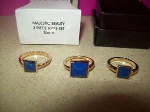 Avon 3 Piece Blue RING SET New Size 6 - Picture 1 of 1