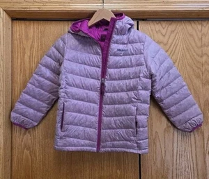 Marmot Youth Nika Lilac Down Puffer 550 Fill Full Zip Jacket Hooded Size M - Picture 1 of 8
