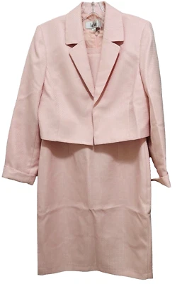 Vestido Chaqueta Le Suit Rosa Pastel Manga Larga Forrado Texturizado Talla 8-USADO EN EXCELENTE ESTADO Foto 1 de 4