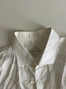 Pal Zileri White Ctn Fitted LONG SLEEVE SHIRT 17.5 x 36/37 XL Extra Large Slim - Picture 1 of 8